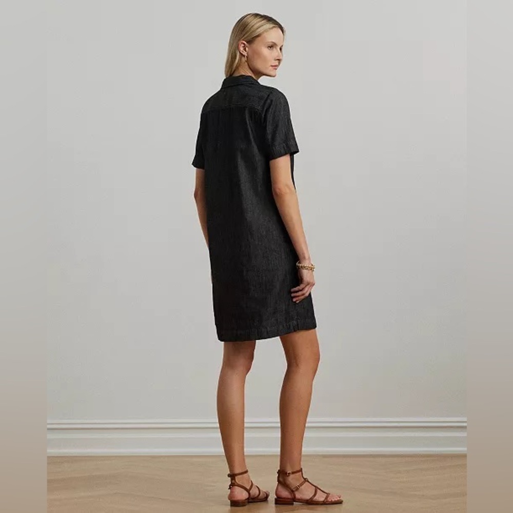 Lauren Ralph Lauren Dark Denim 100% Cotton Shift Shirt Dress size small - Picture 3 of 7